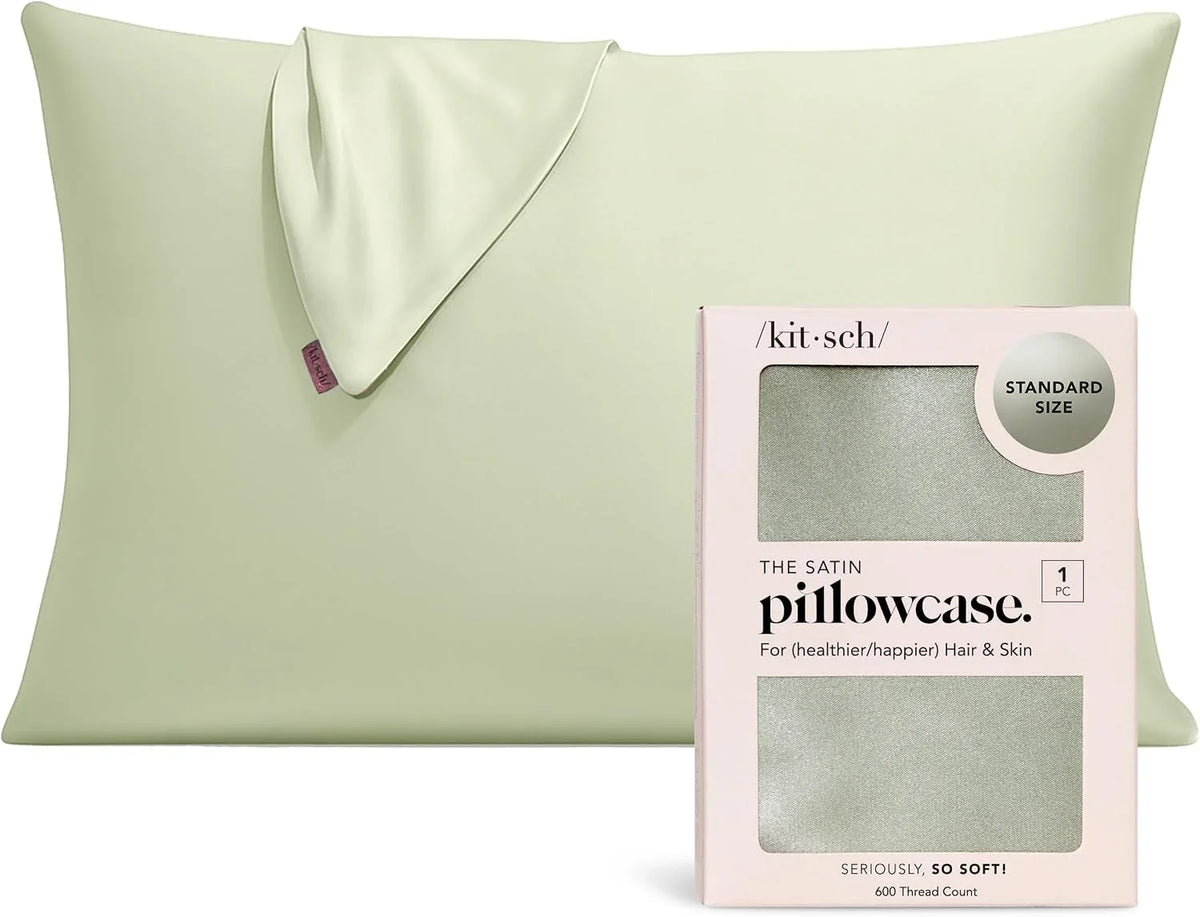 Kitsch Satin Pillowcase with Zipper - Standard Size, Haze Blue