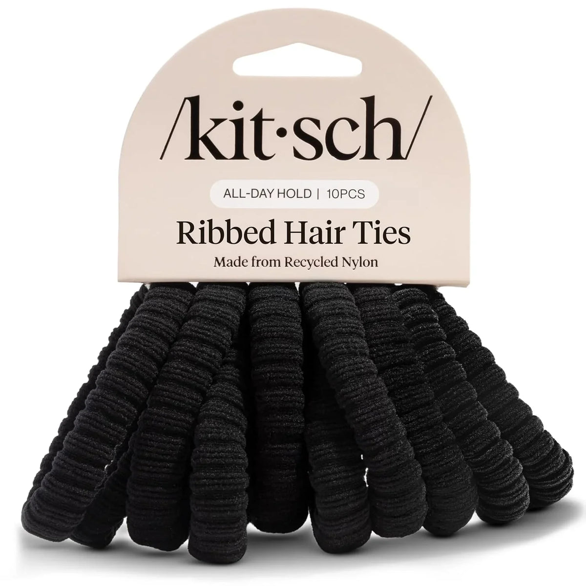 Kitsch Ribbed Hair Ties No Damage - Blush, 10pcs