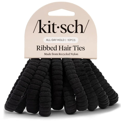 Kitsch Ribbed Hair Ties No Damage - Blush, 10pcs
