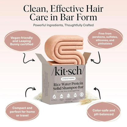 Kitsch Rice Water Shampoo Bar Soap for Hair Growth – Made in USA, 3.5 oz