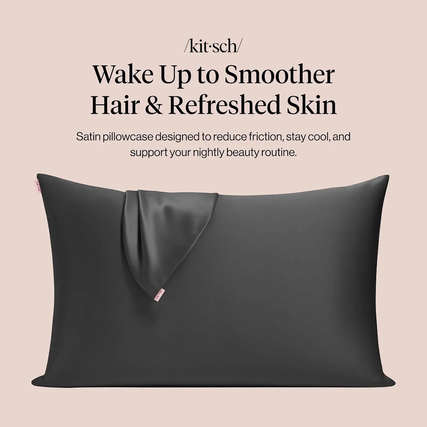 Kitsch Satin Pillowcase with Zipper - Standard Size, Haze Blue