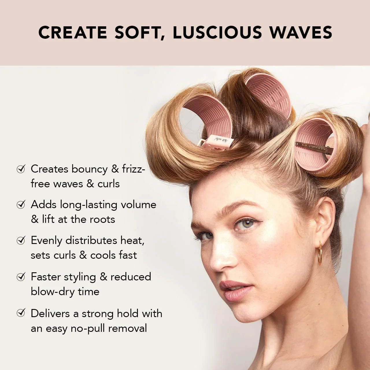Kitsch Ceramic Hair Rollers for Women - Black, 8 Count (Pack of 1)