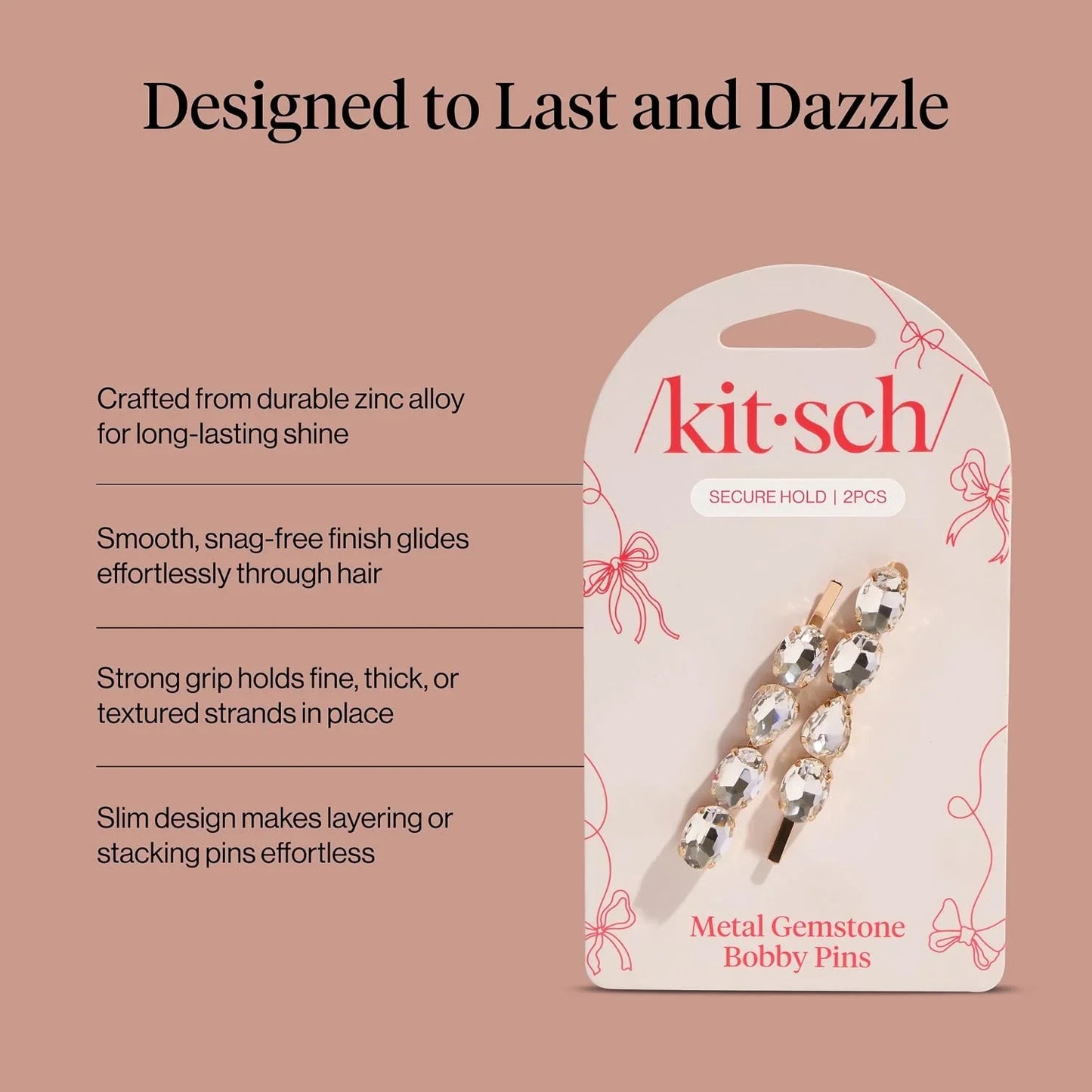 Kitsch Spiral Bobby Pins - Hair Accessories For Women - Brown, 3pcs