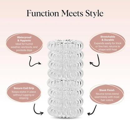 Kitsch Spiral Hair Ties for Women | Ponytail Holders - Brunette, 8 Pcs
