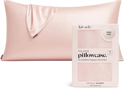 Kitsch Satin Pillowcase with Zipper - Standard Size, Haze Blue