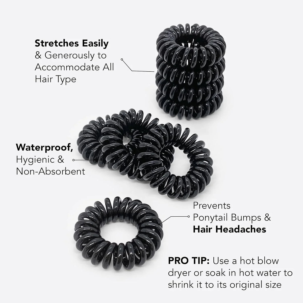 Kitsch Spiral Hair Ties for Women | Ponytail Holders - Brunette, 8 Pcs