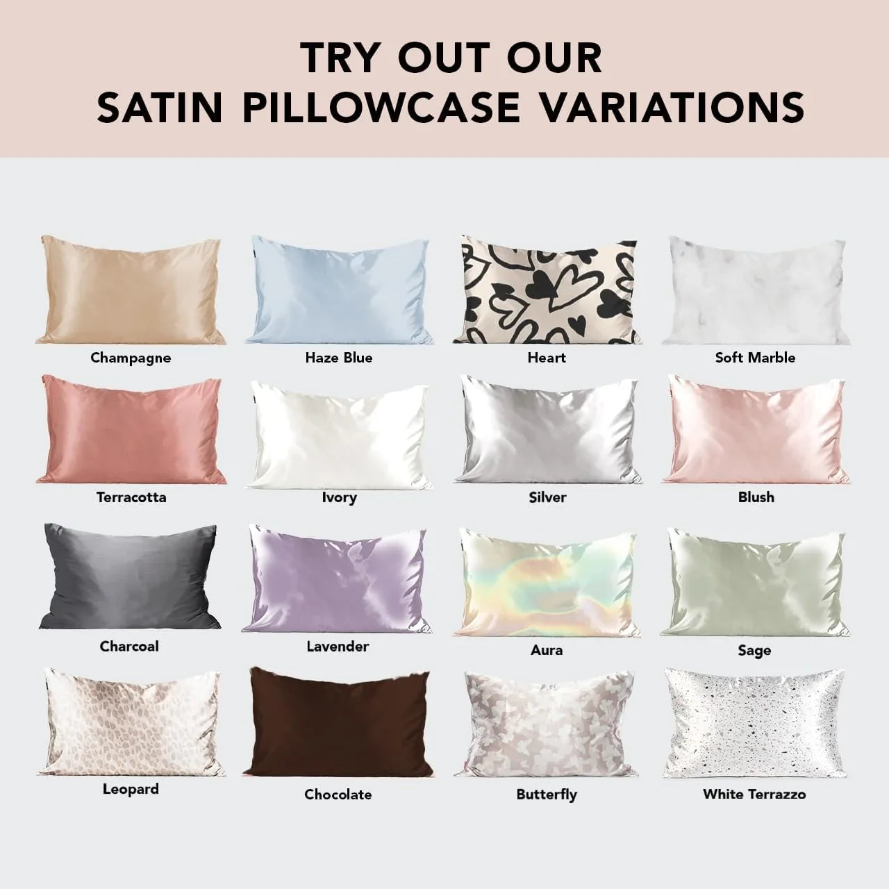 Kitsch Satin Pillowcase with Zipper - Standard Size, Haze Blue