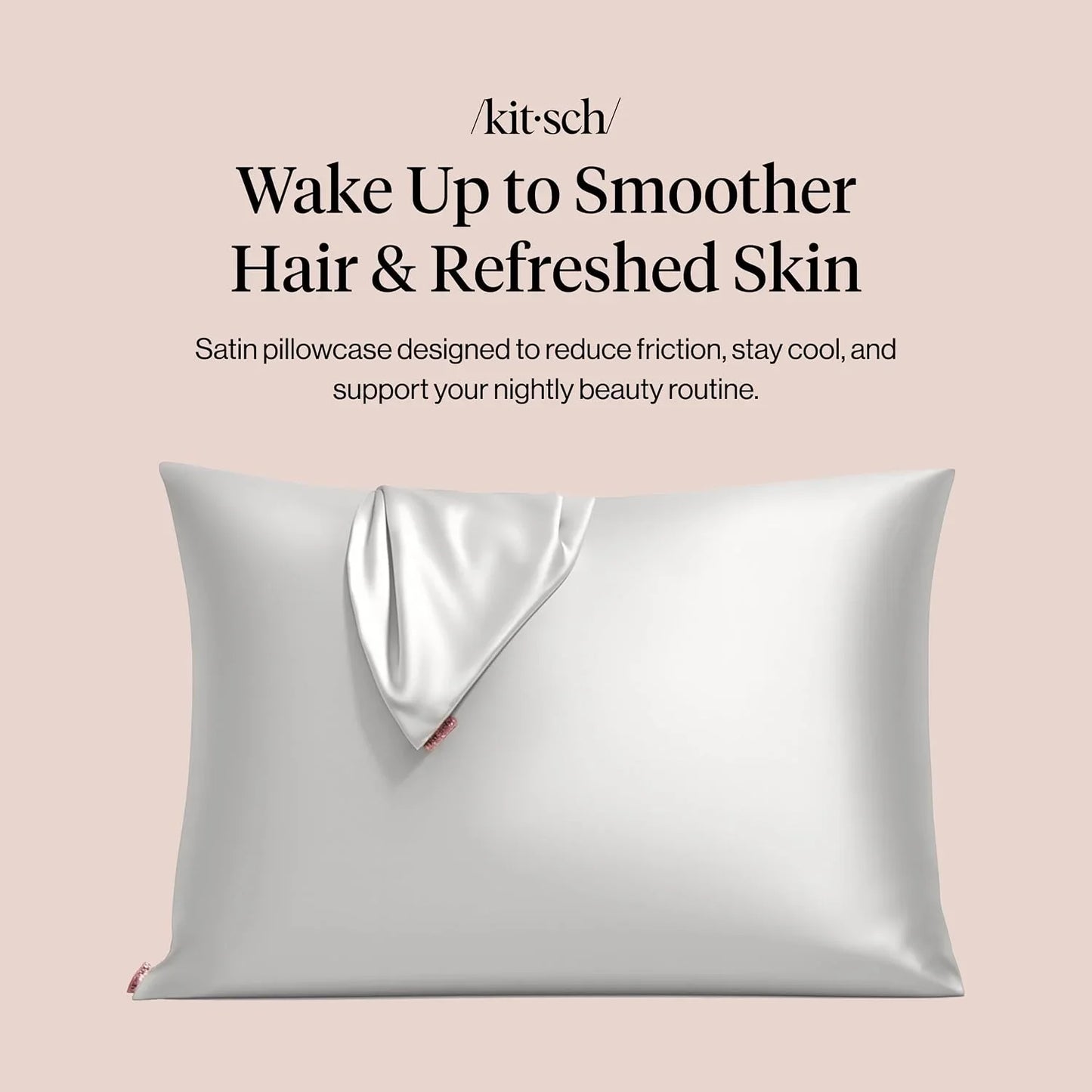 Kitsch Satin Pillowcase with Zipper - Standard Size, Haze Blue