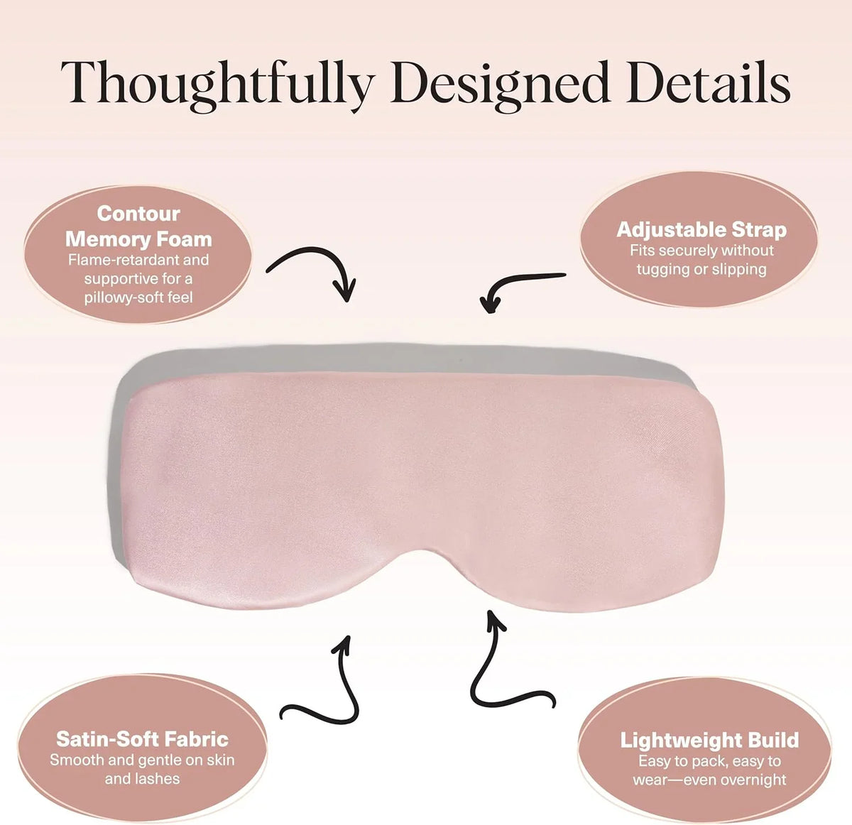 Kitsch Contour Satin Sleep Mask | Eye Masks for Sleep - Charcoal