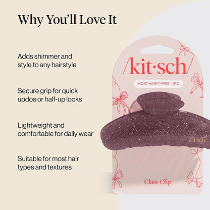 Kitsch Pink Glitter Hair Clip for Women - 1pc