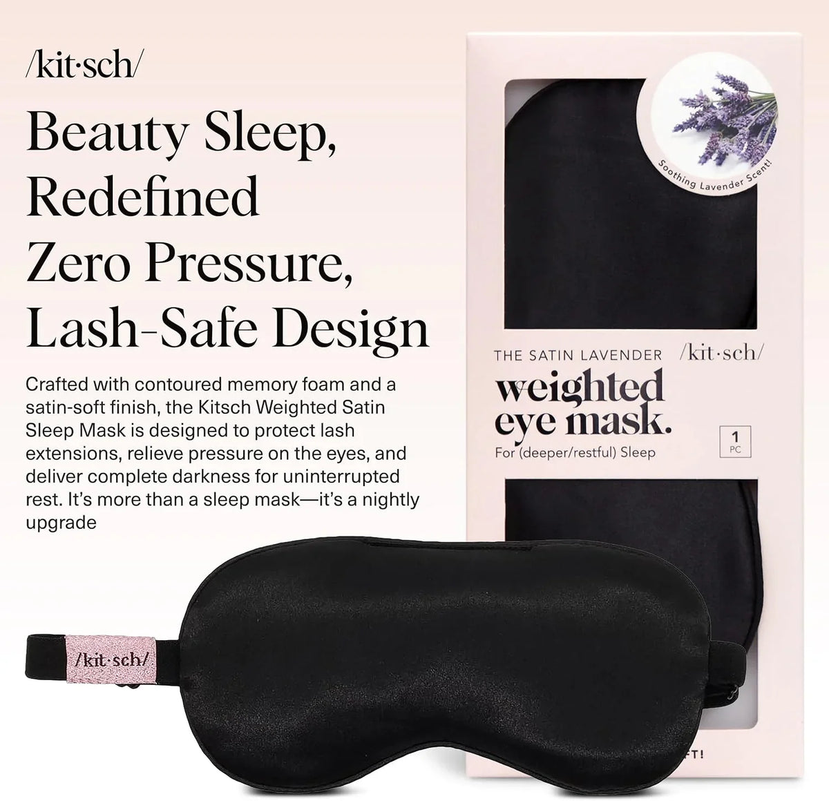 Kitsch Contour Satin Sleep Mask | Eye Masks for Sleep - Charcoal