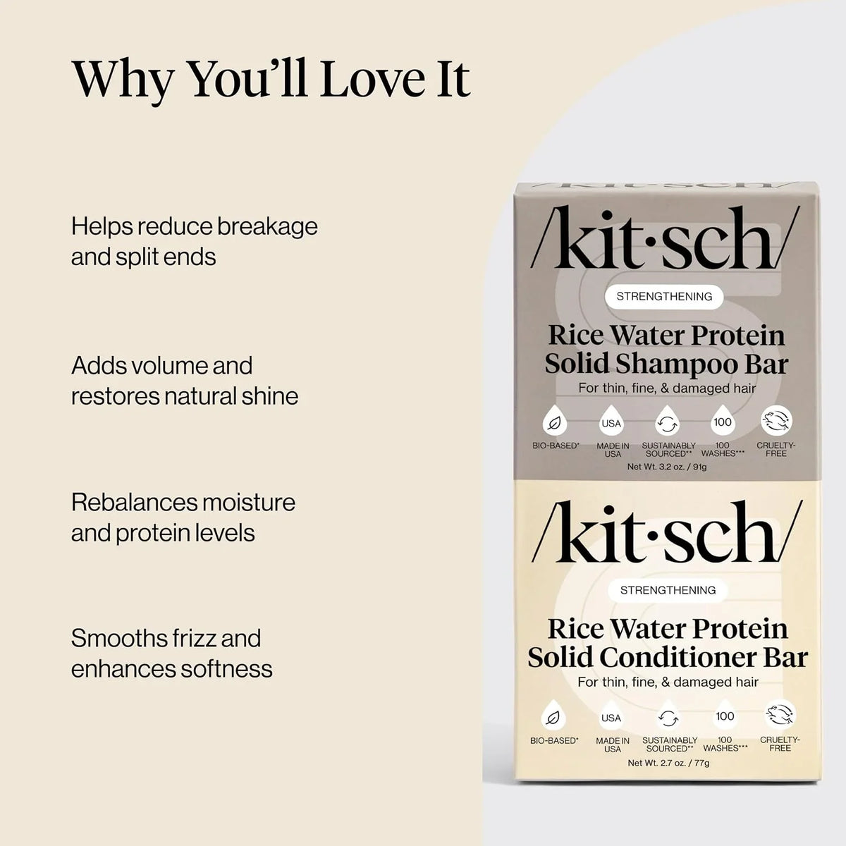 Kitsch Rosemary & Biotin Shampoo and Conditioner Set for Hair Growth