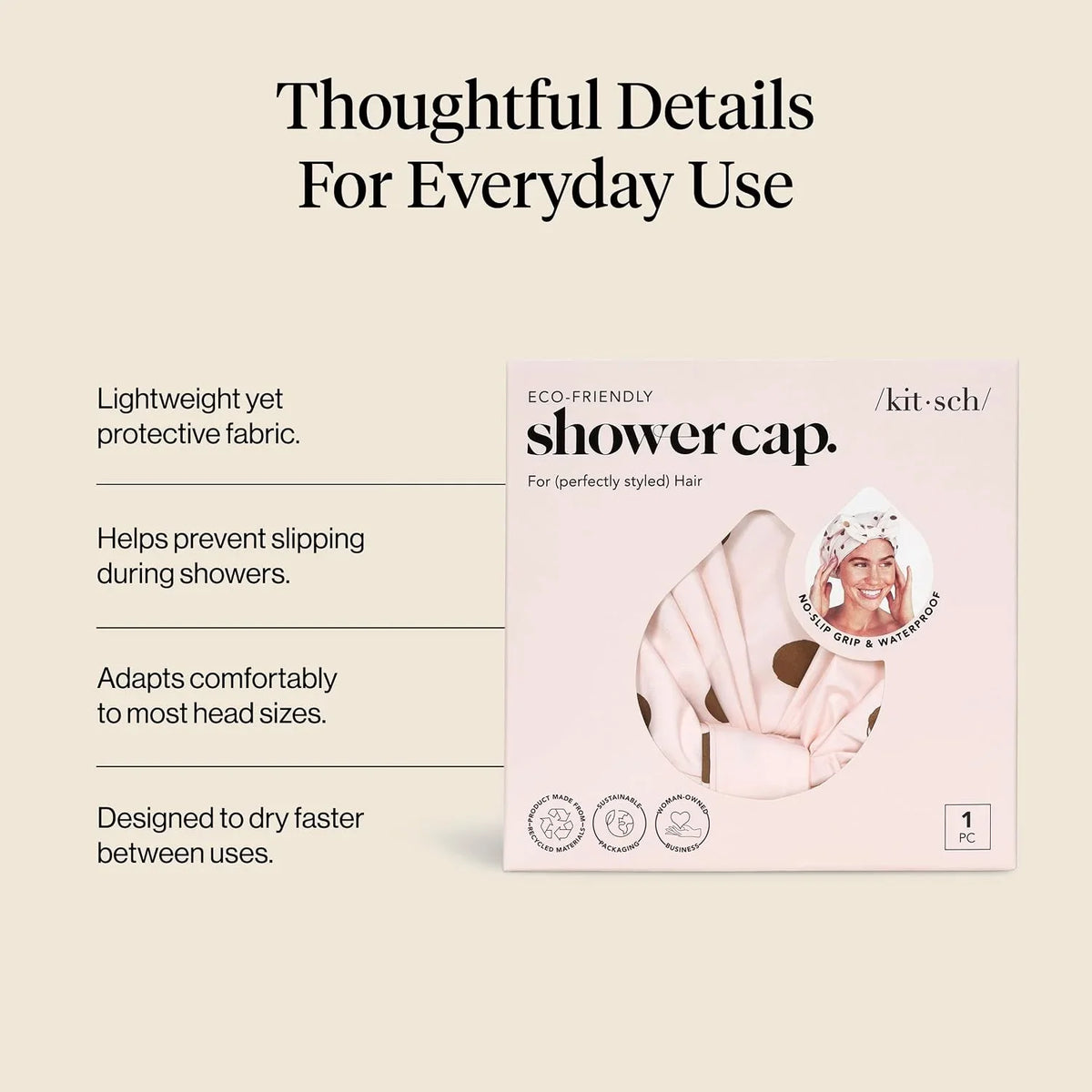 Kitsch Luxury Large Shower Cap for Women - Cherry Print