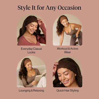 Kitsch Lace Wide Headbands for Women Non Slip - Cherry Lacquer & Dusty Pink