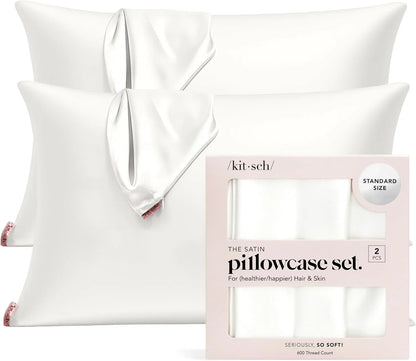 Kitsch Satin Pillowcase with Zipper - Standard Size, Haze Blue