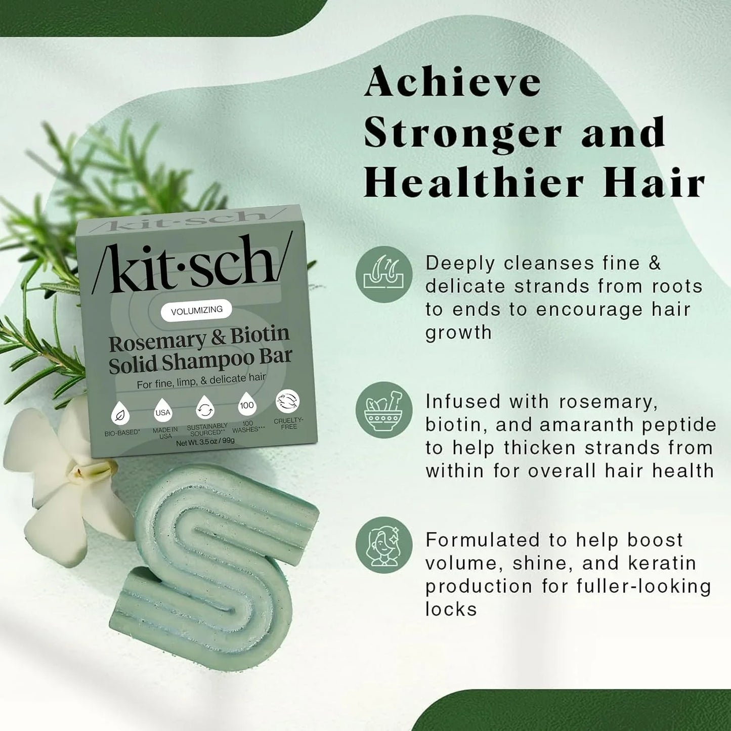 Kitsch Argan Oil Shampoo Bar Soap for Hair Growth - Made in USA, 3.2 oz