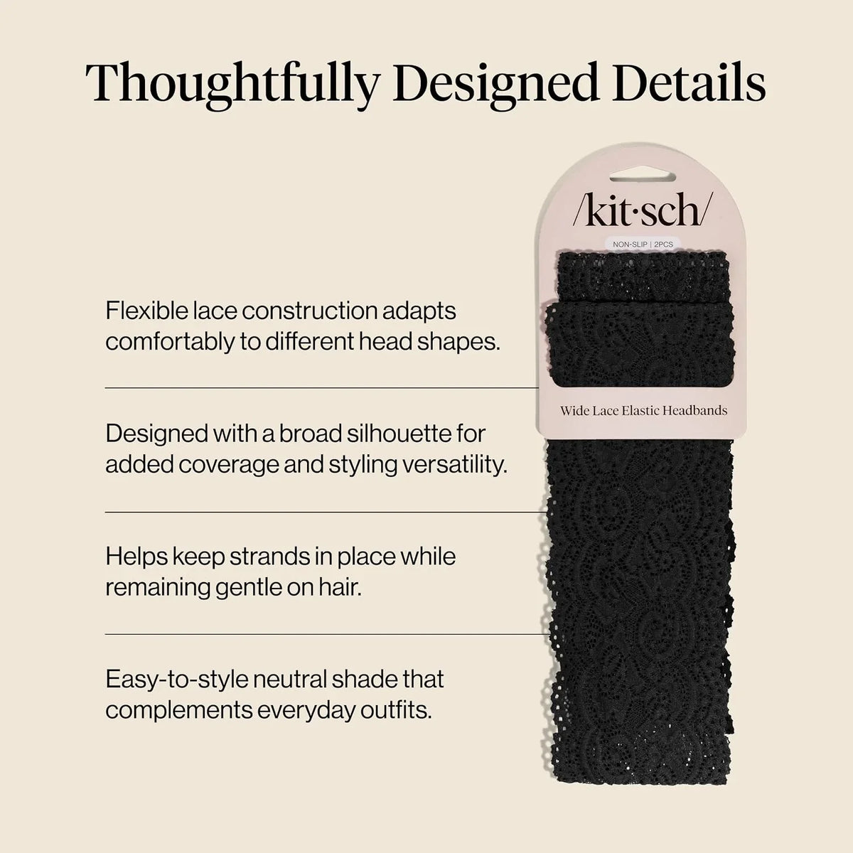 Kitsch Lace Wide Headbands for Women Non Slip - Cherry Lacquer & Dusty Pink