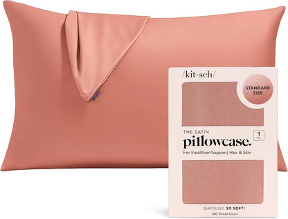 Kitsch Satin Pillowcase with Zipper - Standard Size, Haze Blue