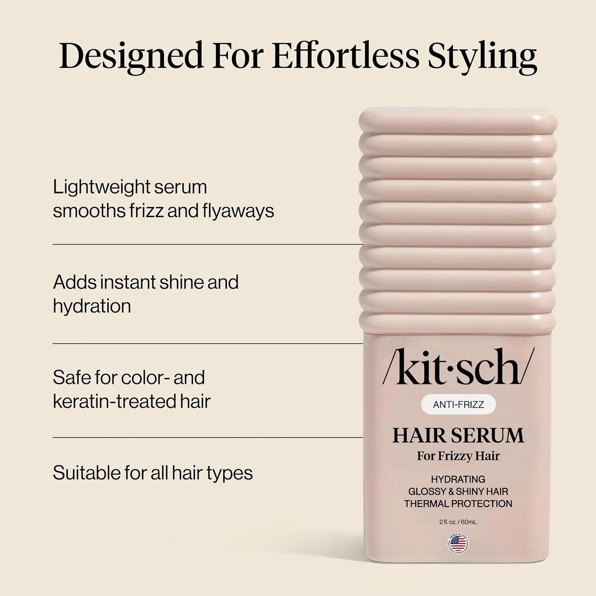 Kitsch Hair Serum For Frizzy Hair – With 450°F Thermal Protection - 2oz