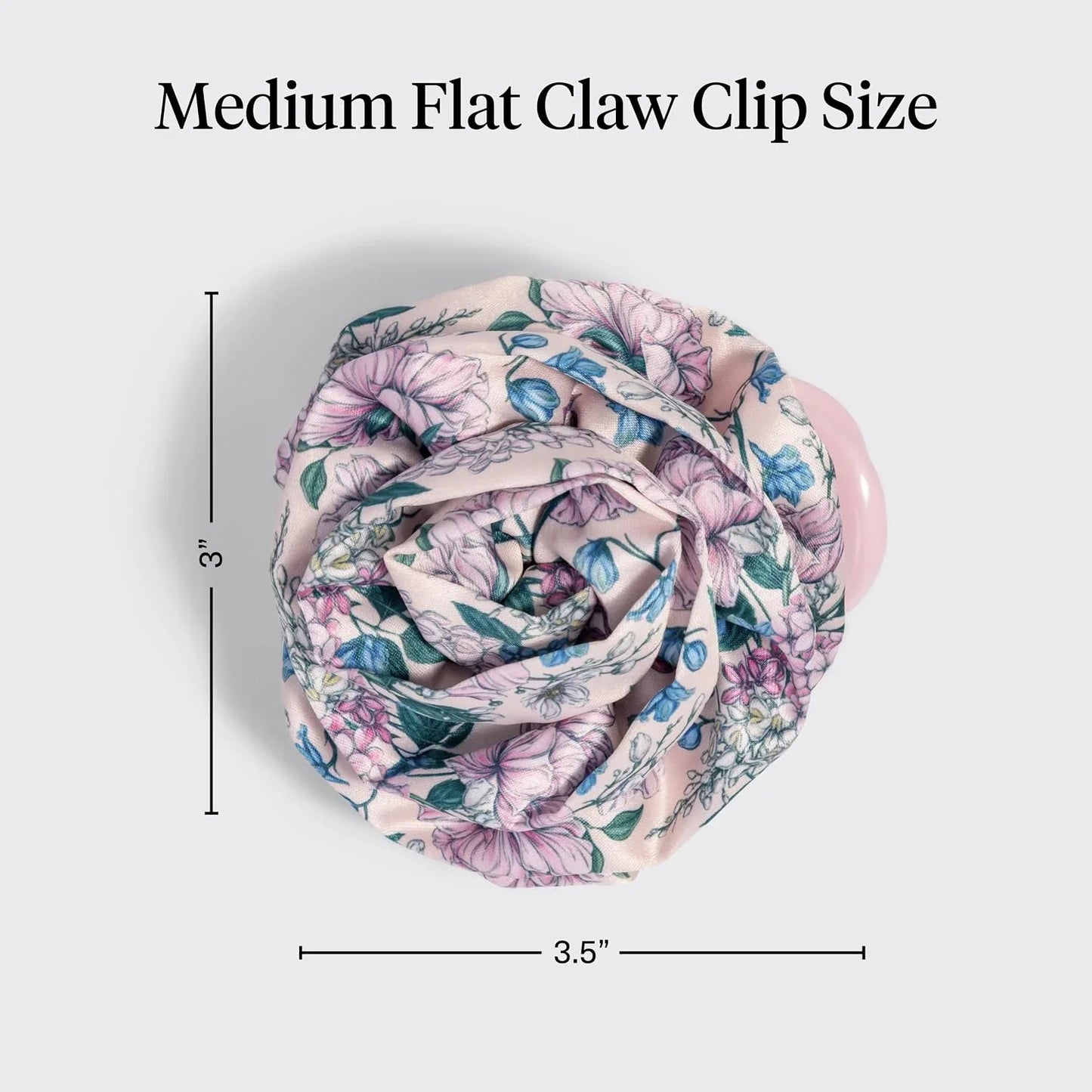Kitsch Medium Satin Rosette Flat Claw Clip for Women - Black, 1pc