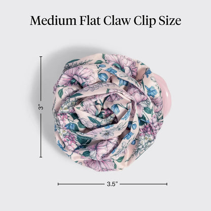 Kitsch Medium Satin Rosette Flat Claw Clip for Women - Black, 1pc