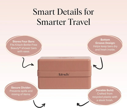 Kitsch 4-Compartment Travel Soap Case – TSA-Approved Bar Soap Holder