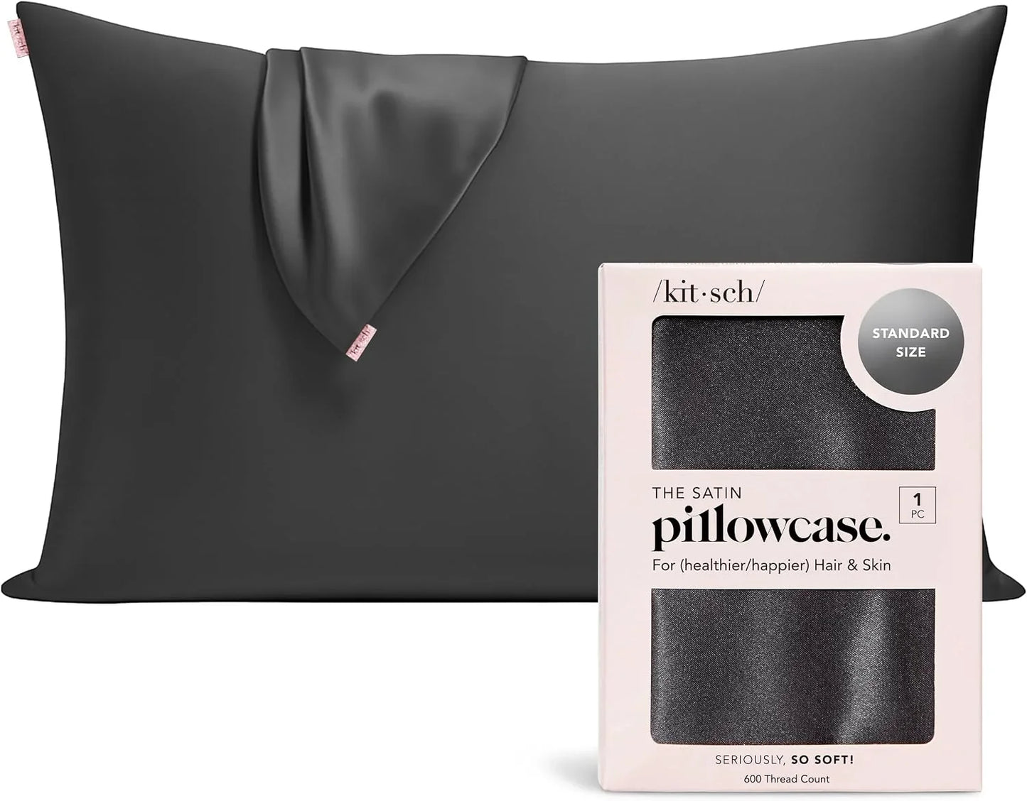 Kitsch Satin Pillowcase with Zipper - Standard Size, Haze Blue