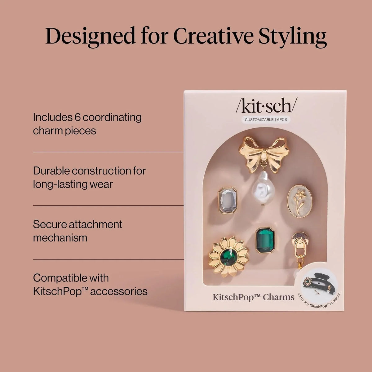 KitschPop™ Charm Sets - Vintage Emerald, 6pcs