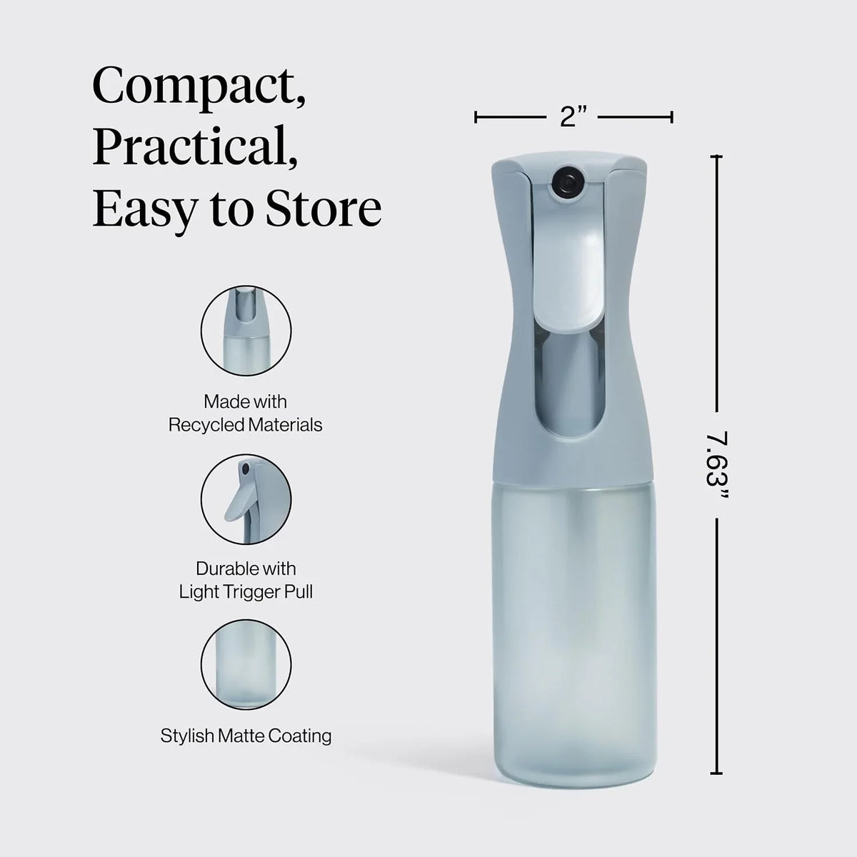 Kitsch Large Continuous Spray Bottle for Hair – Haze Blue, 180ml