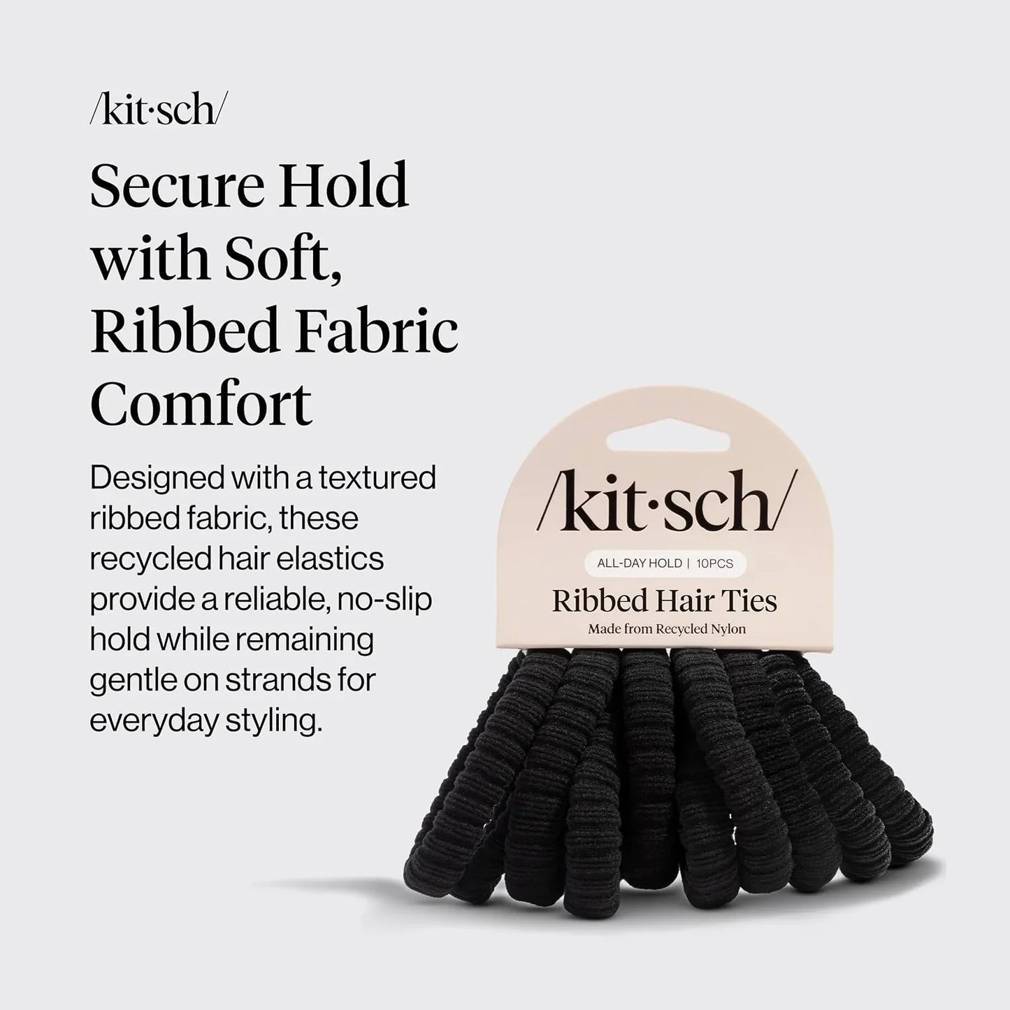 Kitsch Ribbed Hair Ties No Damage - Blush, 10pcs