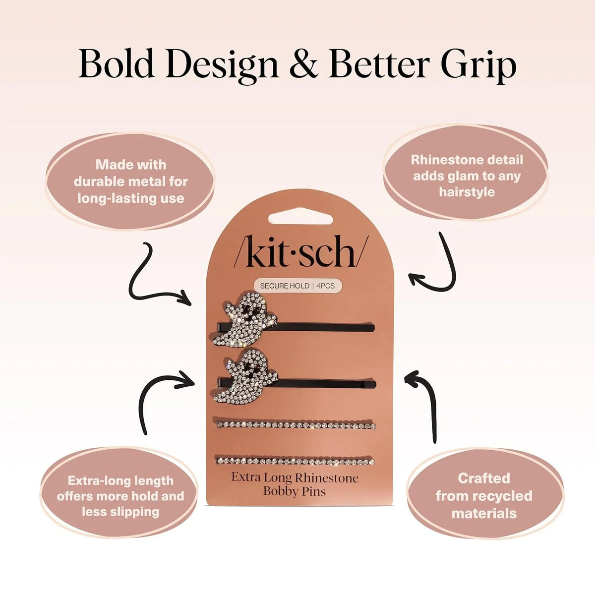 Kitsch Spiral Bobby Pins - Hair Accessories For Women - Brown, 3pcs
